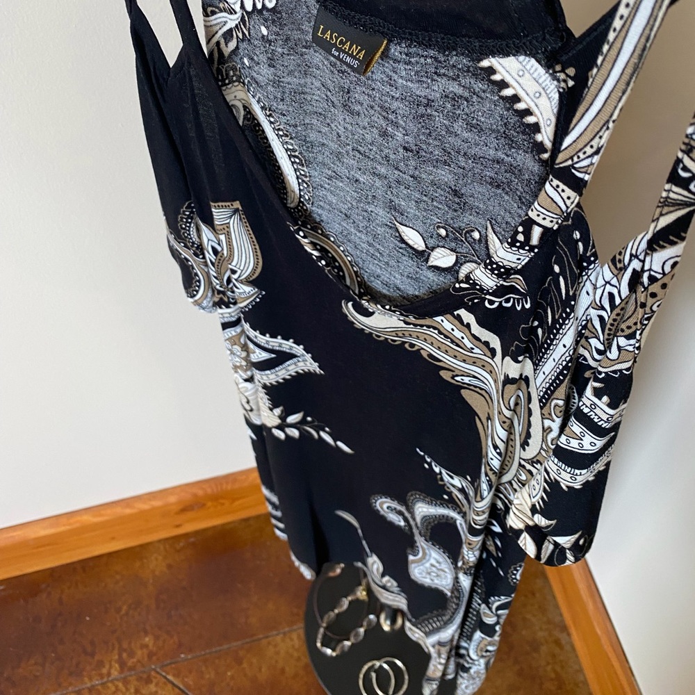 LASCANA for Venus Cold-shoulder Mini Dress Black Paisley XS - Picture 5 of 10